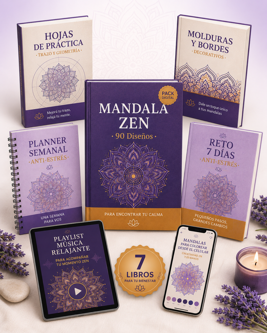 💎 Mandalas Zen — Kit Anti-Estrés Digital + 6 bonus incluidos
